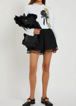 Lace-trim woven shorts
