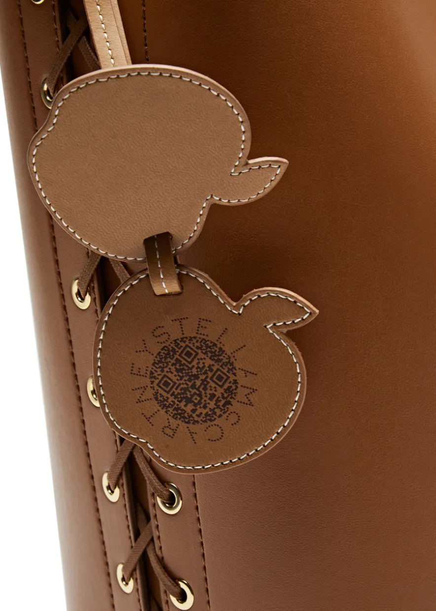 Lace-up faux leather tote