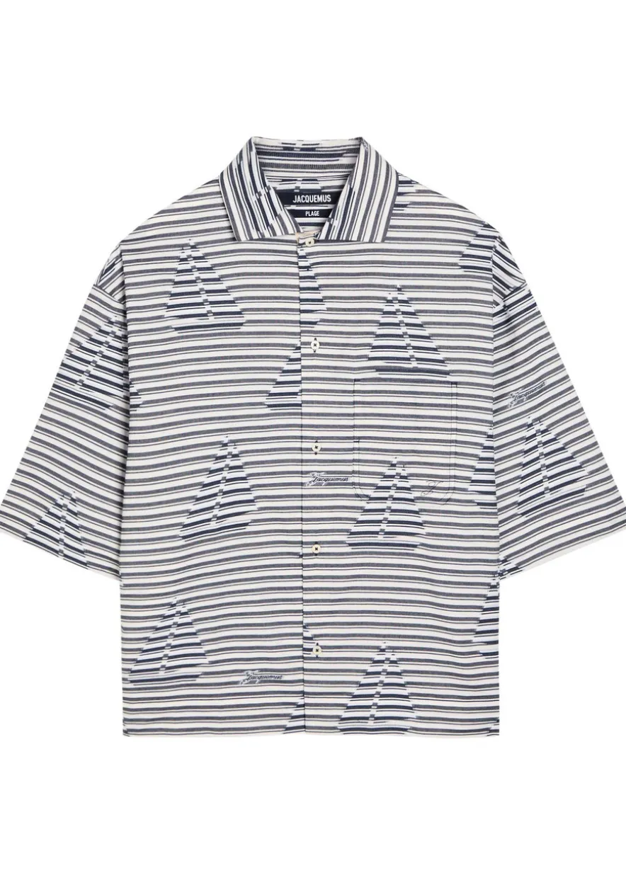 La Chemise Plage striped jacquard cotton shirt