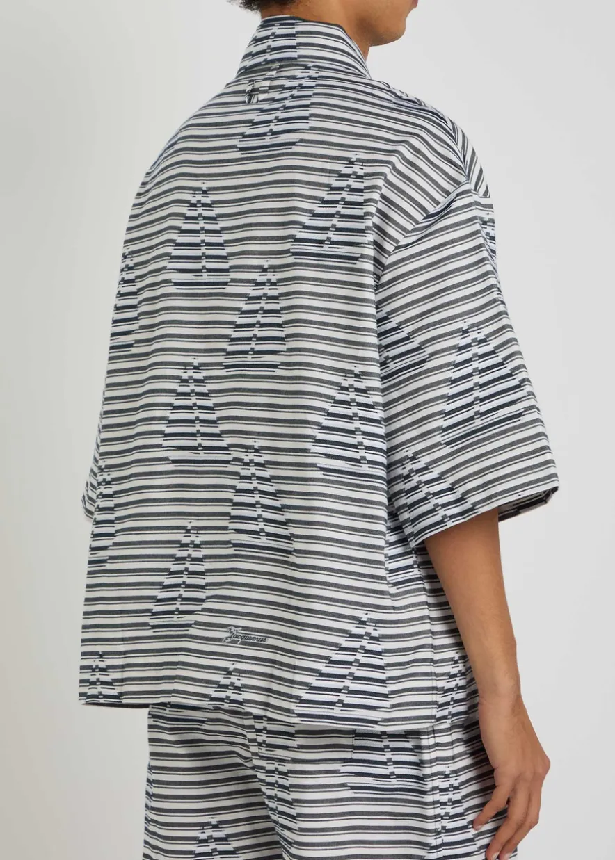 La Chemise Plage striped jacquard cotton shirt