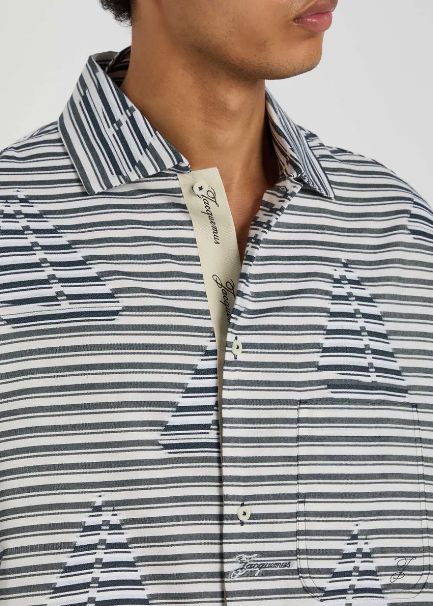 La Chemise Plage striped jacquard cotton shirt