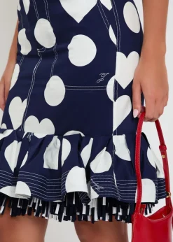 La Jupe Cabana polka dot fringed cotton knee-length skirt