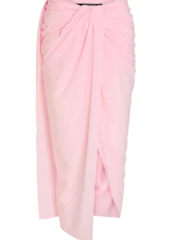 La Jupe Pareo draped muslin midi wrap skirt