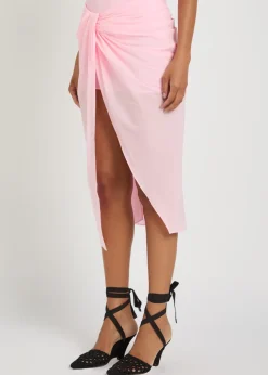 La Jupe Pareo draped muslin midi wrap skirt