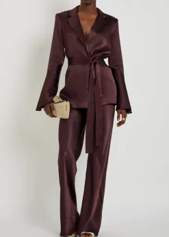 La Lune flared belted satin blazer