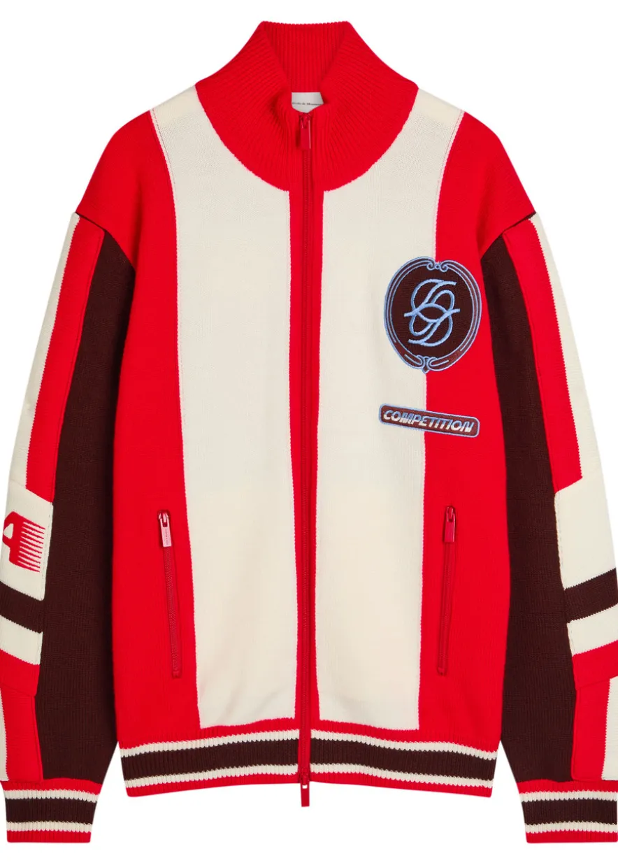 La Maille Zippée Racing logo merino wool jacket