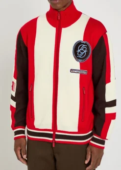 La Maille Zippée Racing logo merino wool jacket