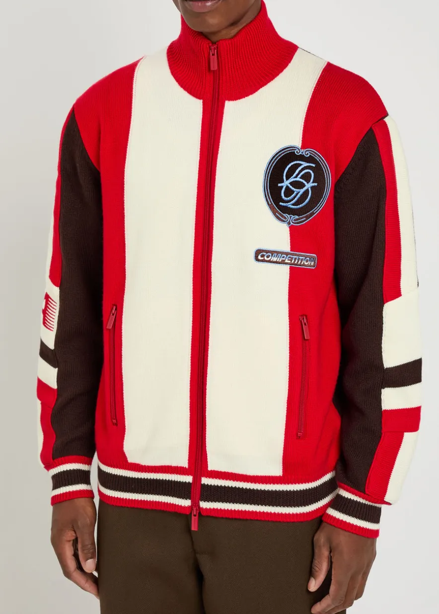 La Maille Zippée Racing logo merino wool jacket