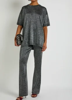 Lamé fine-knit T-shirt