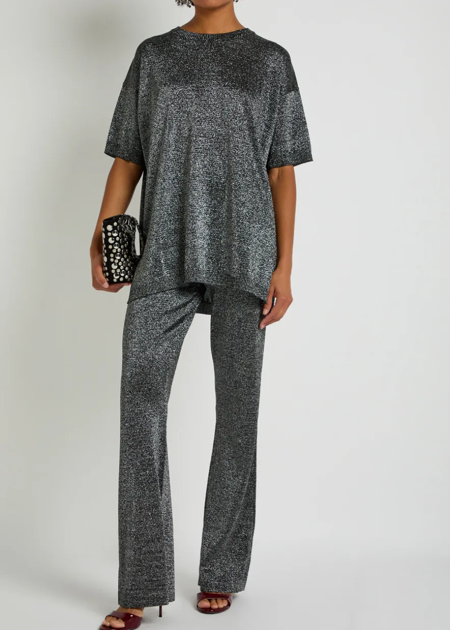 Lamé fine-knit T-shirt