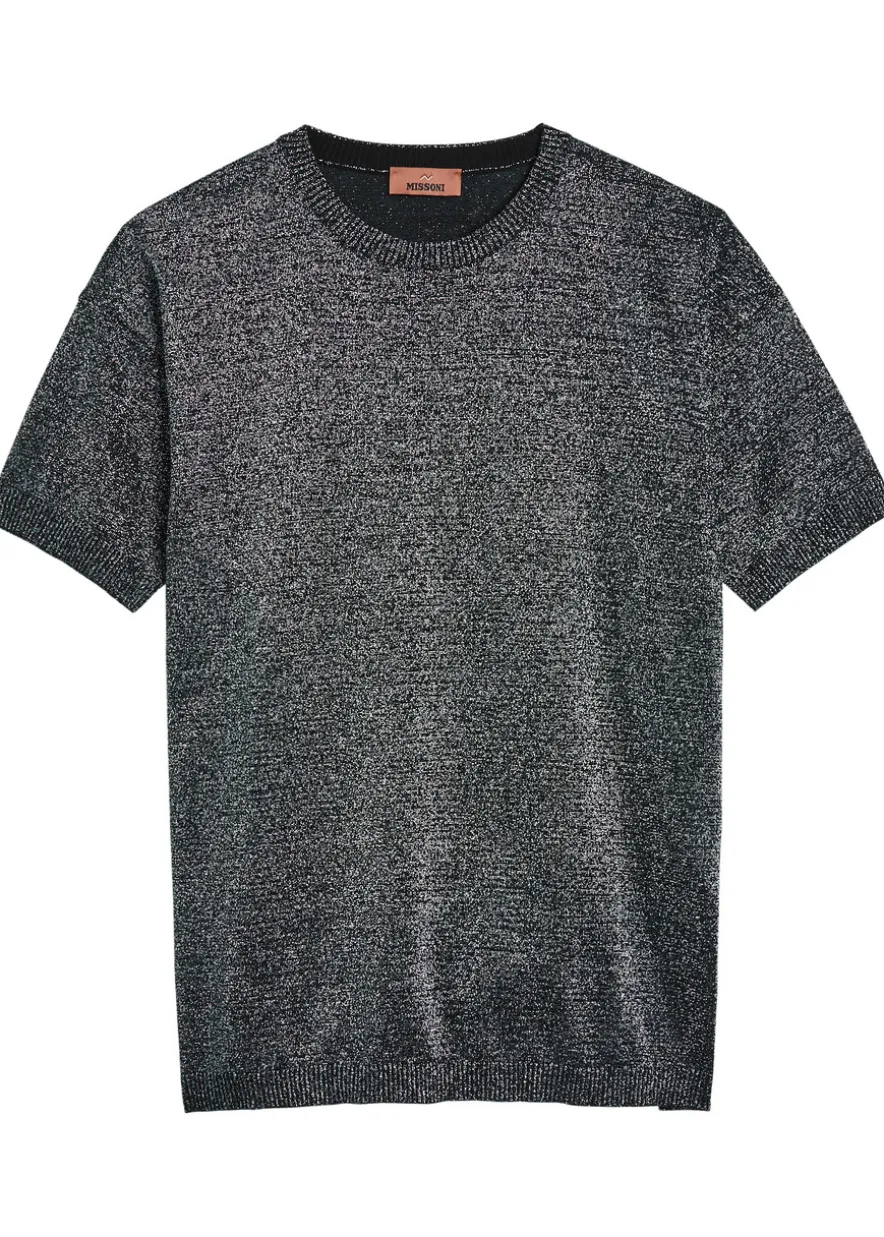 Lamé fine-knit T-shirt