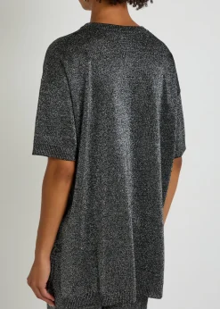 Lamé fine-knit T-shirt