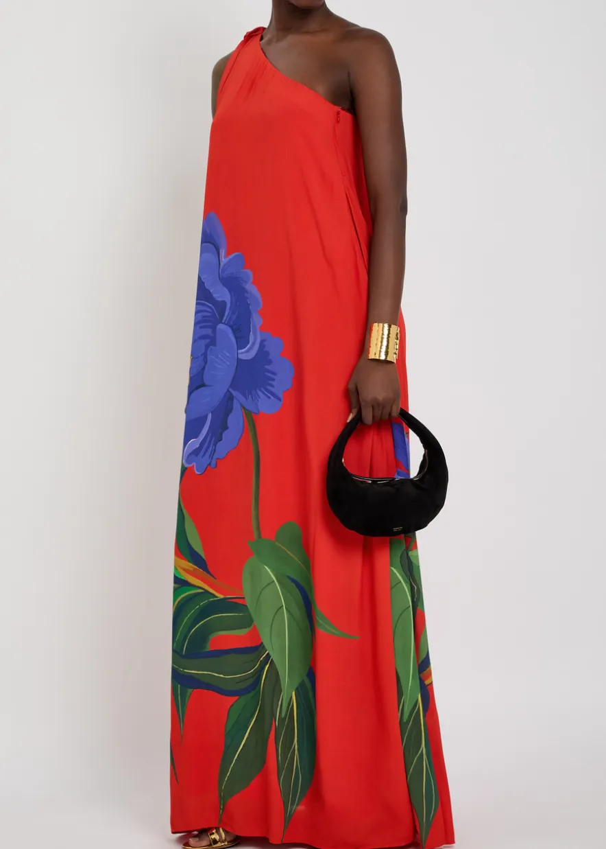 Lani floral-print one-shoulder crepe maxi dress