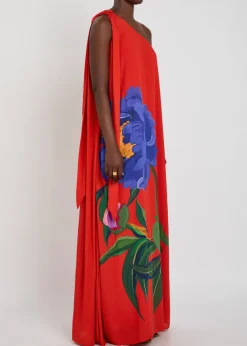 Lani floral-print one-shoulder crepe maxi dress