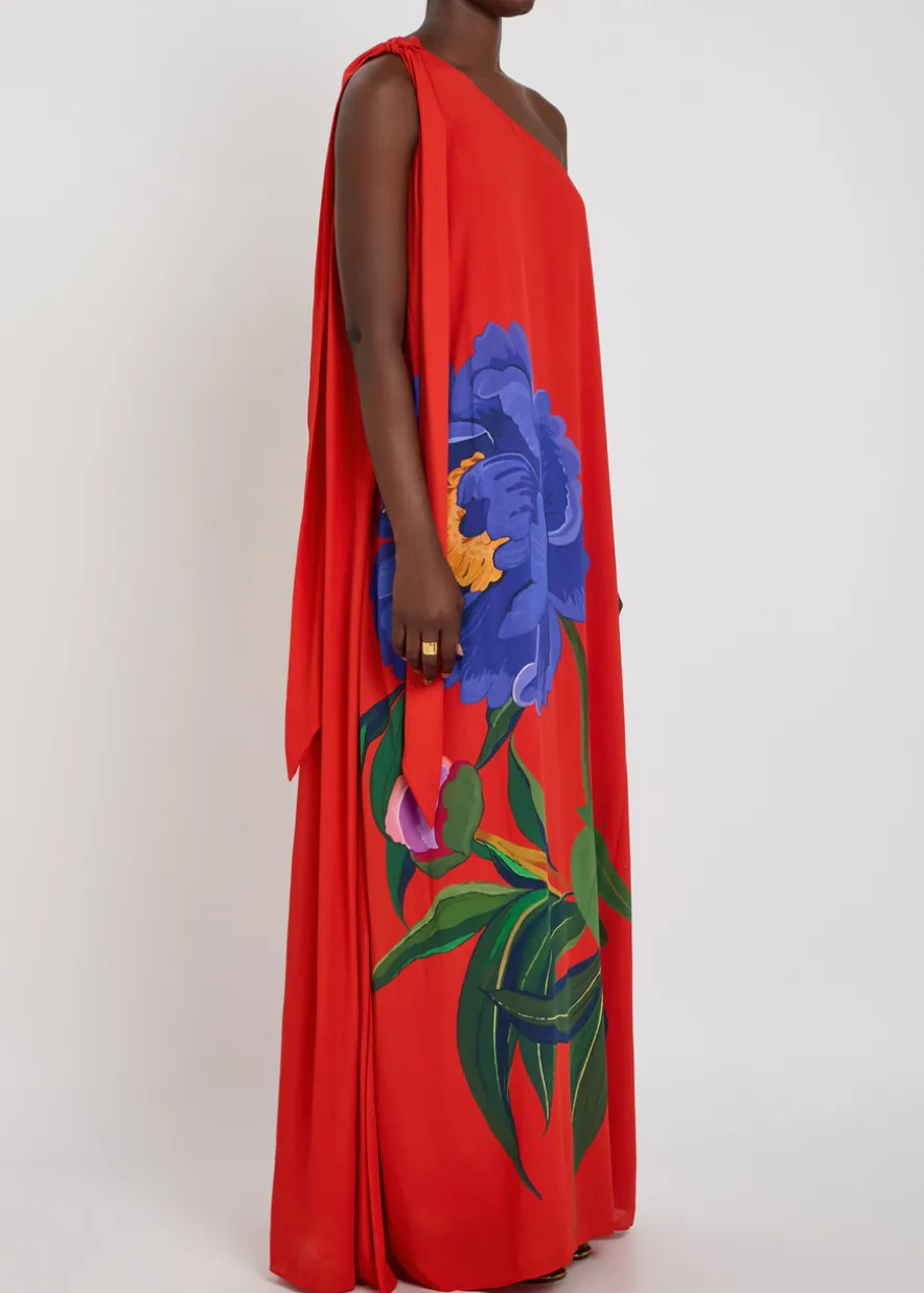 Lani floral-print one-shoulder crepe maxi dress