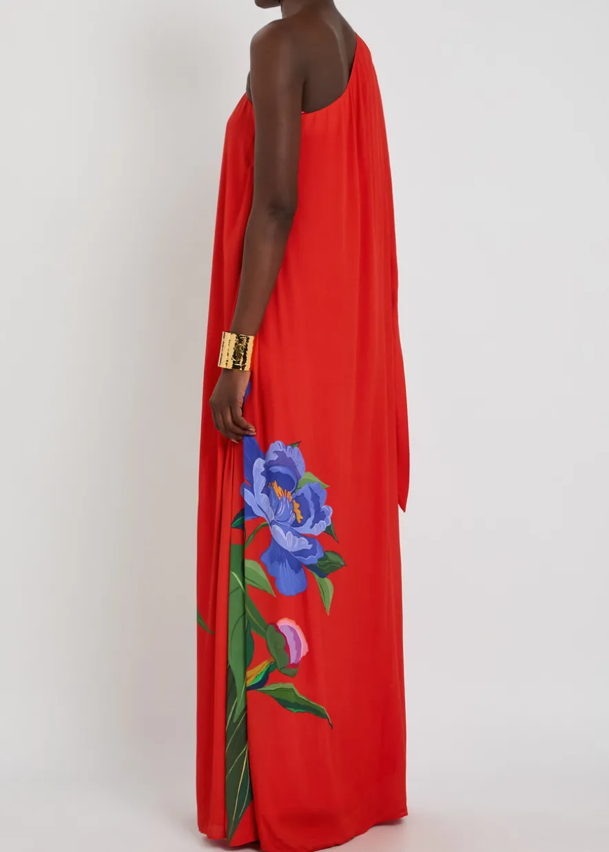 Lani floral-print one-shoulder crepe maxi dress