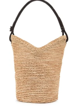 Lani leather and raffia bucket bag