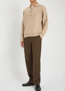 La Pallone melange wool and cashmere-blend polo jumper