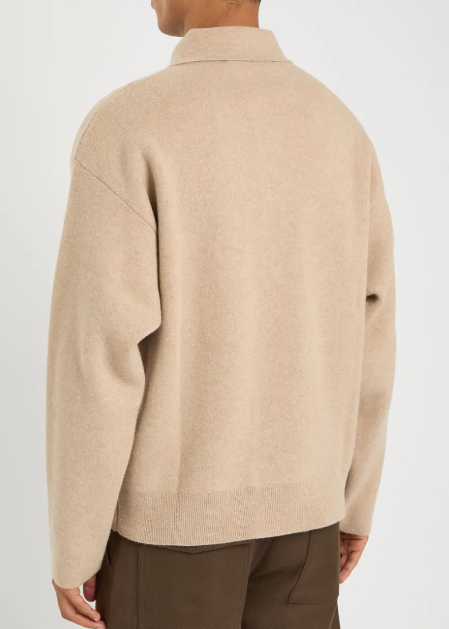La Pallone melange wool and cashmere-blend polo jumper