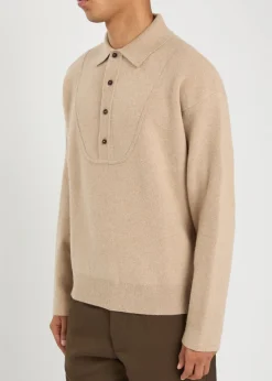 La Pallone melange wool and cashmere-blend polo jumper