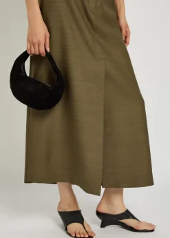 Lara wool and silk-blend midi skirt