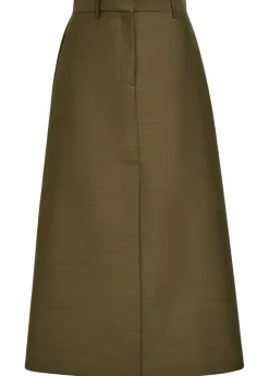 Lara wool and silk-blend midi skirt