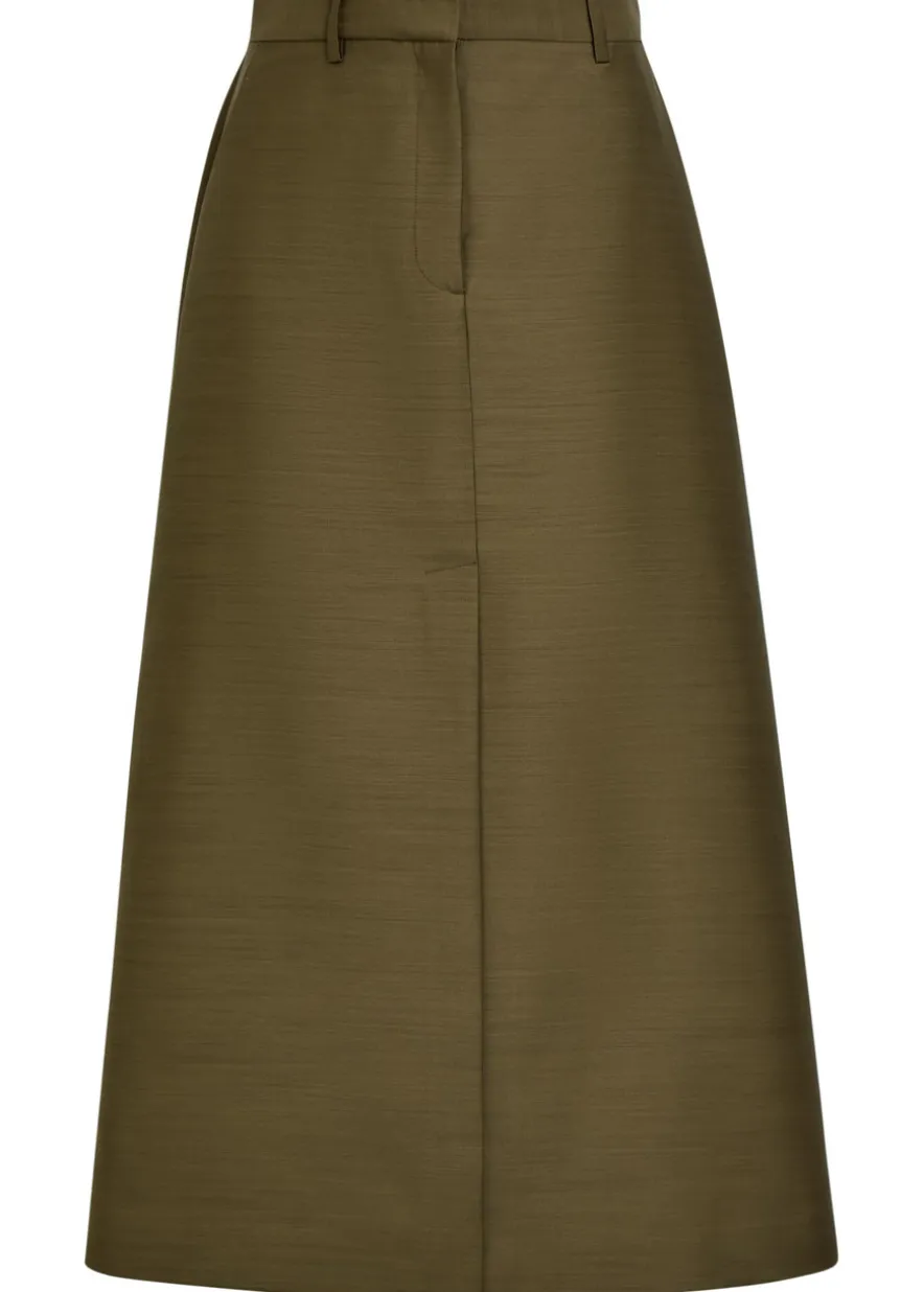 Lara wool and silk-blend midi skirt