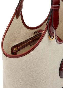 Large leather and canvas tote bag