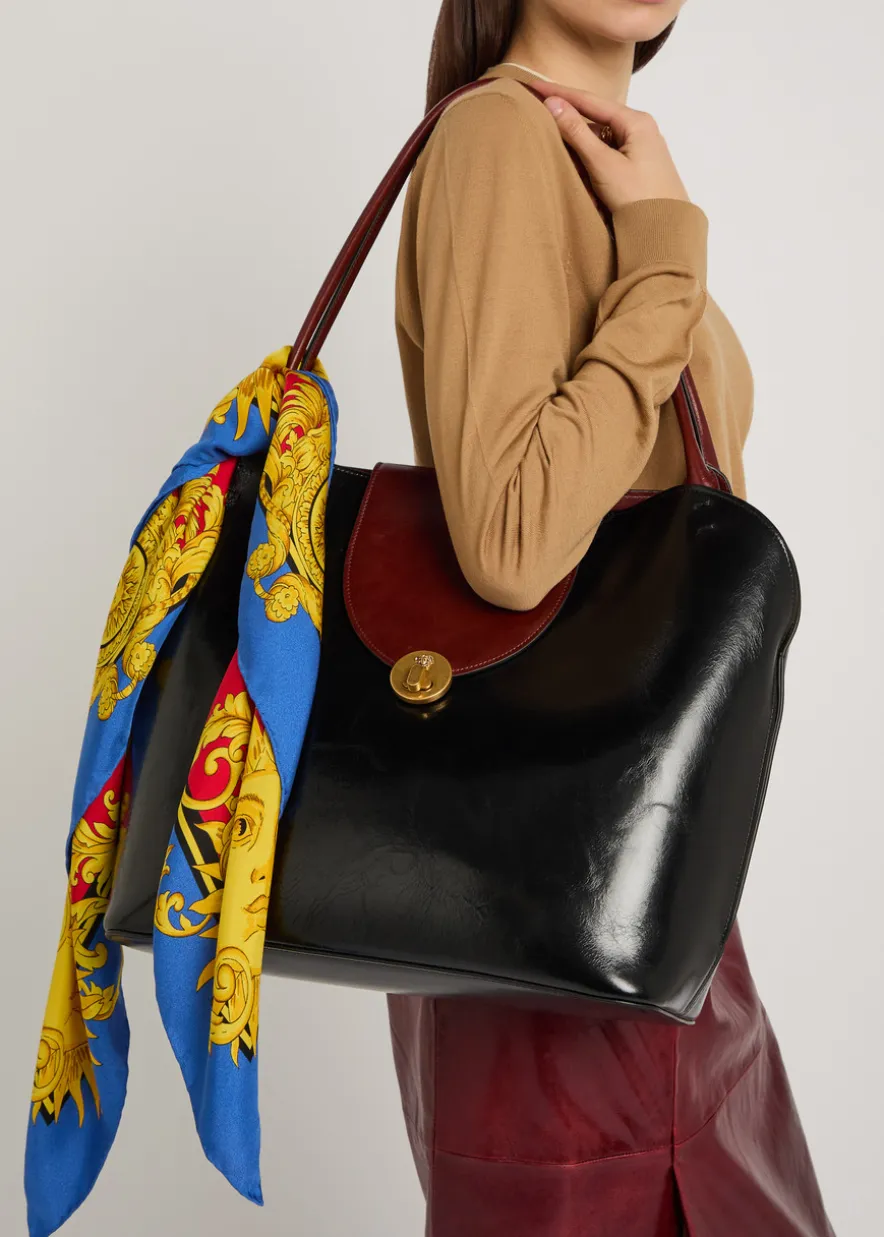 Large leather tote bag