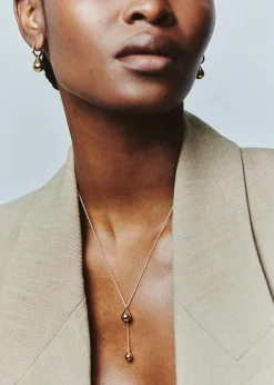 Lariat Pebble 14kt gold vermeil necklace
