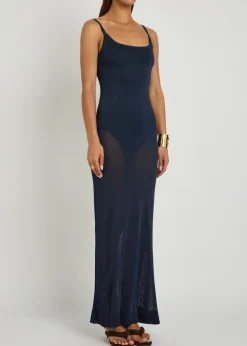 La Robe Nodo pointelle-knit maxi dress