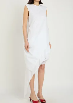 La Robe Traversin Courte asymmetric cotton-poplin midi dress