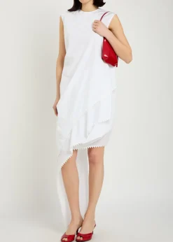 La Robe Traversin Courte asymmetric cotton-poplin midi dress