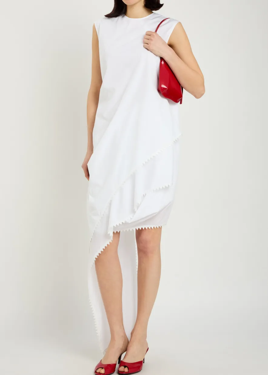 La Robe Traversin Courte asymmetric cotton-poplin midi dress