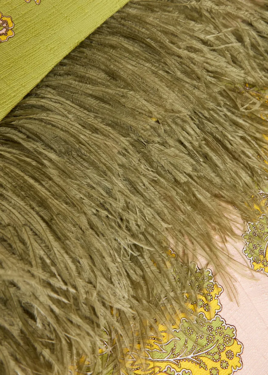 La Scala feather-trim woven top