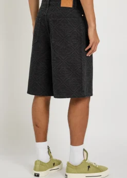 Laser monogram denim shorts