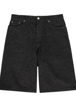 Laser monogram denim shorts