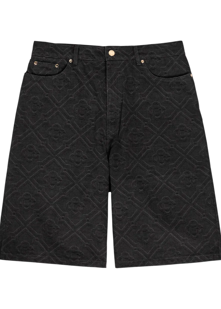 Laser monogram denim shorts