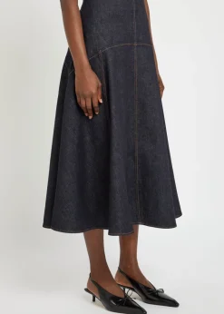 La Triangle de-Nîmes panelled midi skirt