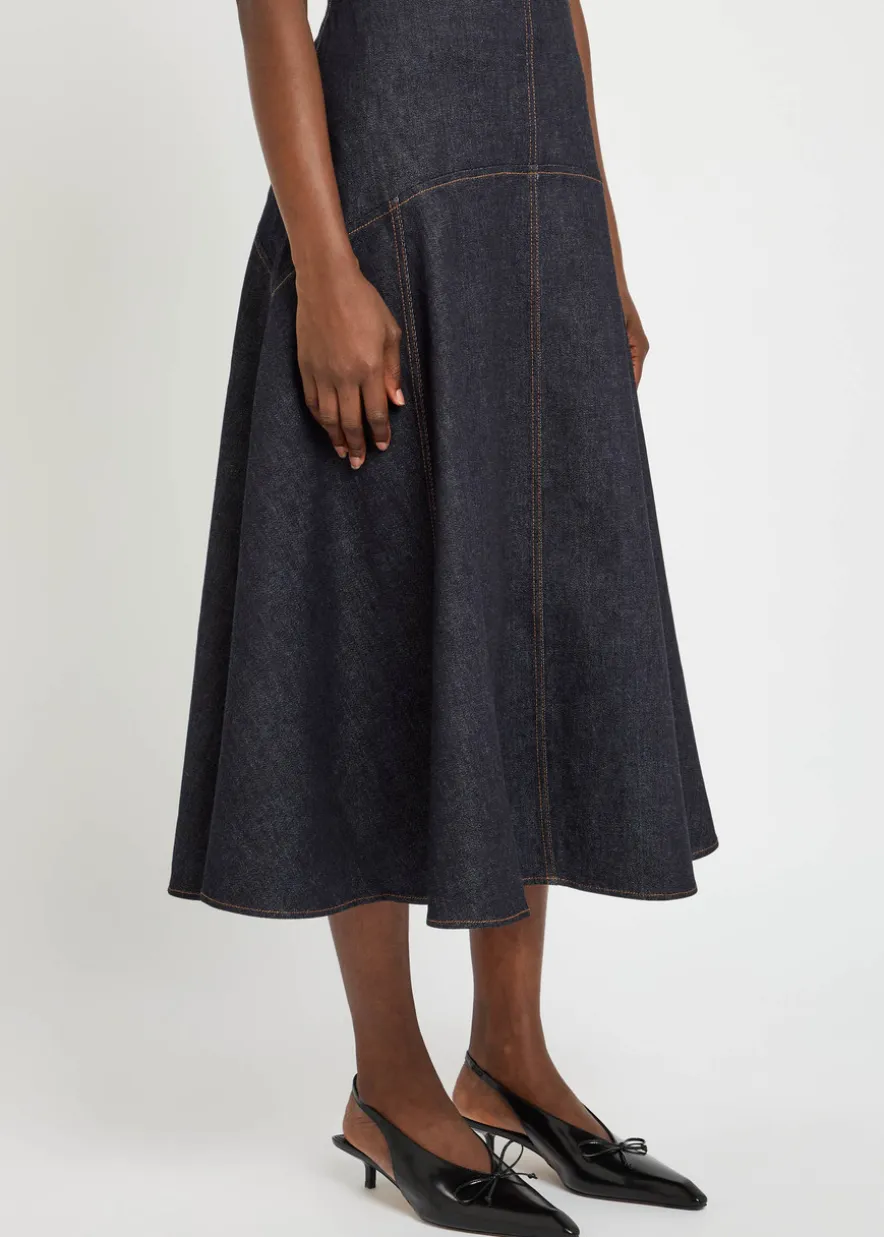 La Triangle de-Nîmes panelled midi skirt