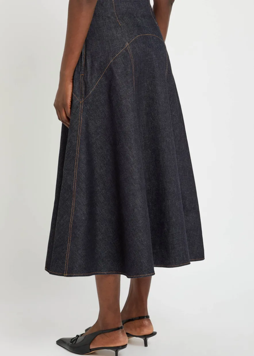 La Triangle de-Nîmes panelled midi skirt
