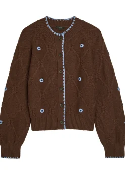 Laurie floral-appliquéd cotton-blend cardigan