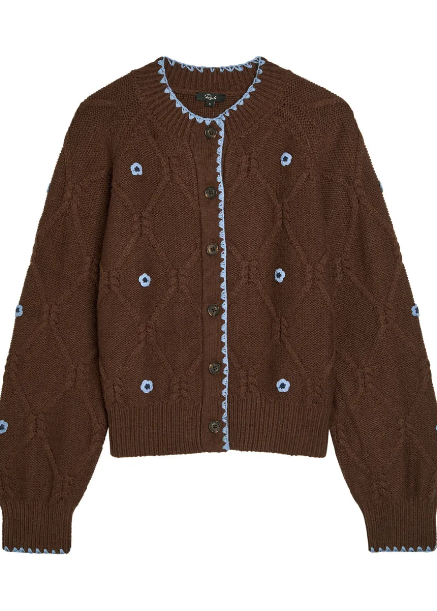 Laurie floral-appliquéd cotton-blend cardigan