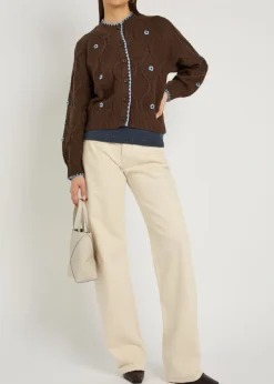 Laurie floral-appliquéd cotton-blend cardigan