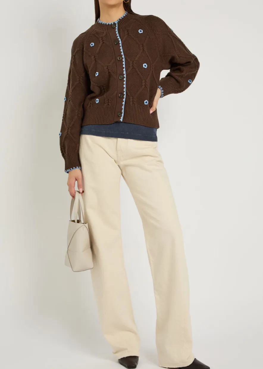 Laurie floral-appliquéd cotton-blend cardigan