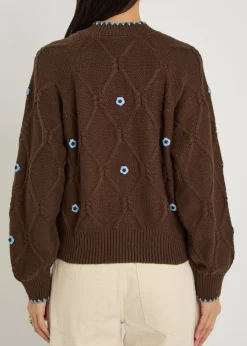Laurie floral-appliquéd cotton-blend cardigan