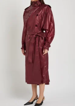 Lavallière double-breasted nylon trench coat