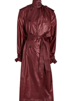 Lavallière double-breasted nylon trench coat