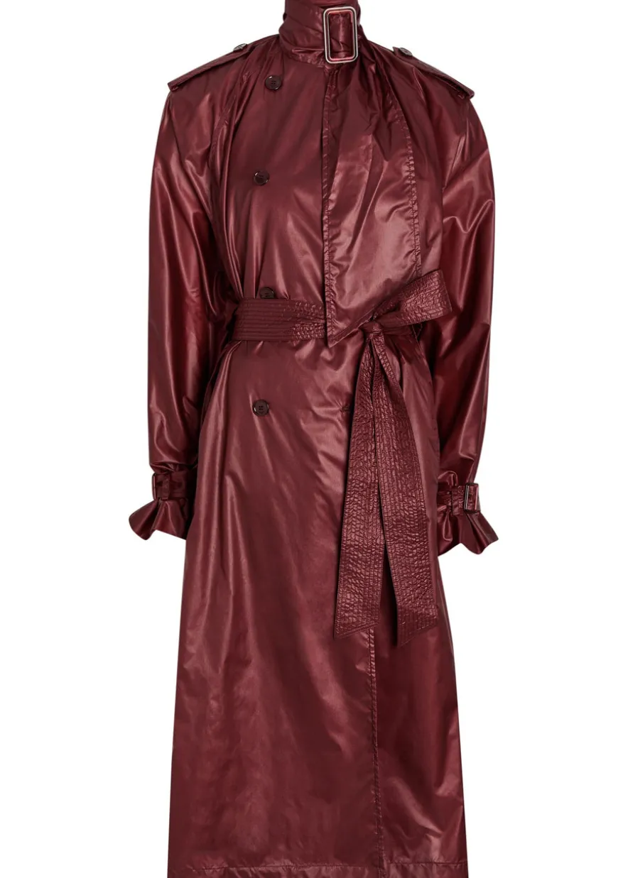 Lavallière double-breasted nylon trench coat