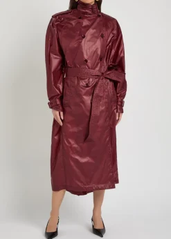 Lavallière double-breasted nylon trench coat